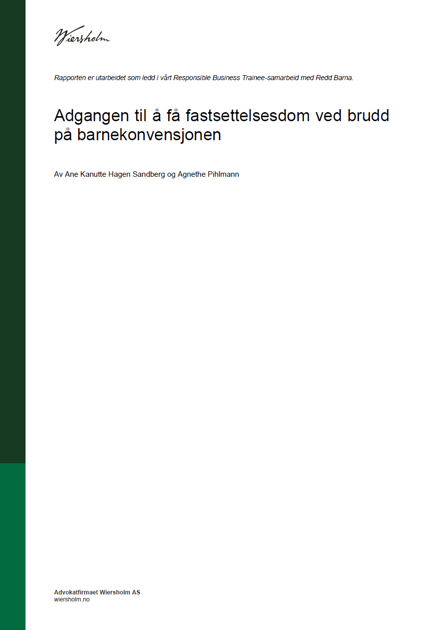 Adgangen til å få fastsettelsesdom ved brudd på barnekonvensjonen