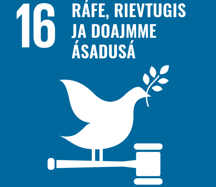 16. ulmme: Åvdedit ráfálasj ja sebradahtte sebrudagájt masihkarassti guoddelis åvddånimev ja huksi riektásuodjalusávgájkajda ja tsieggiji doajmme, vásstediddje ja sebradahtteásadusájt juohkka dásen