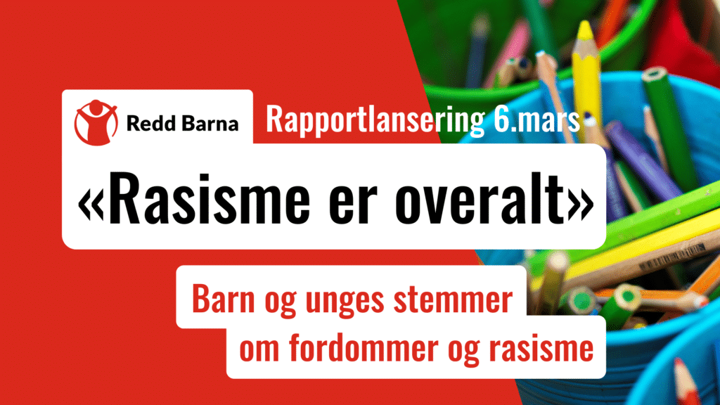 Rasisme er overalt står som sitat på banner med bilde av fargestifter i mange farger