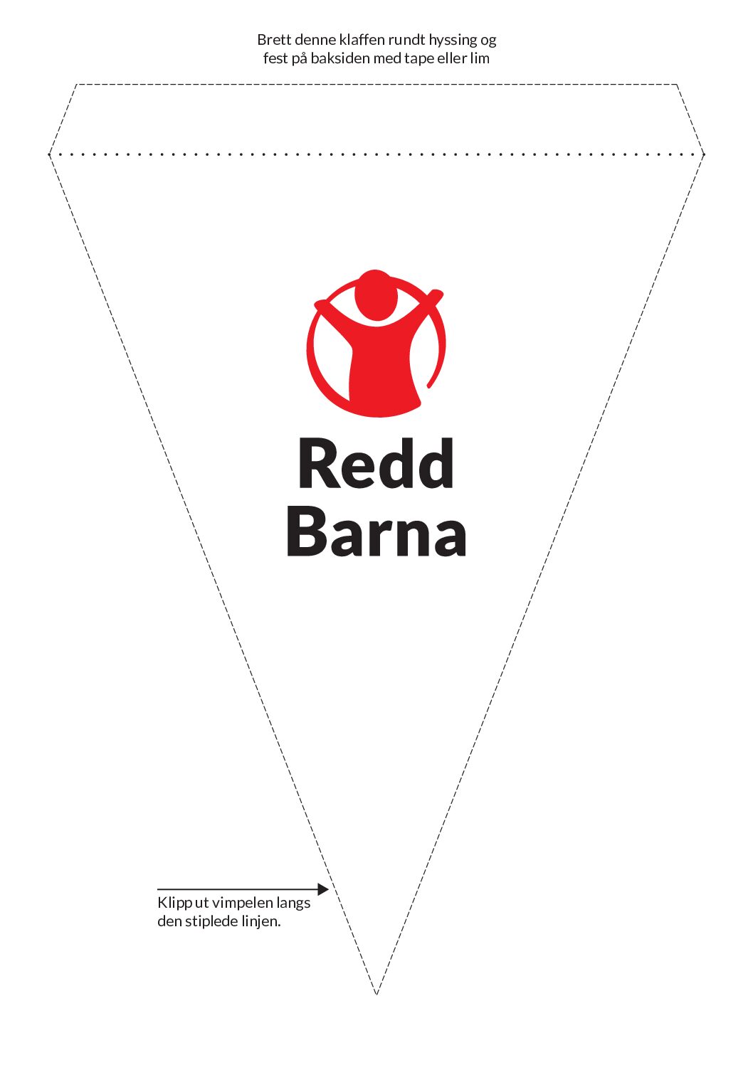 Last ned en Redd Barna vimpel du kan henge opp på arrangementet