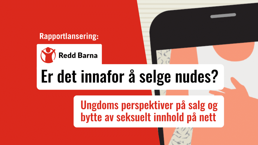 Rødt banner med illustrasjonsfoto av en person som blir tatt bilde av med mobil og løfter opp trøyen sin